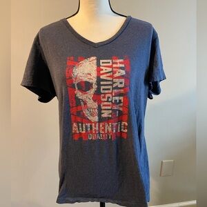 Harley-Davidson Women's Key West Flag Skull
Heather Navy T Shirt Size La…